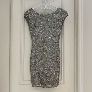 Heartloom Glittering Silver Mini Dress